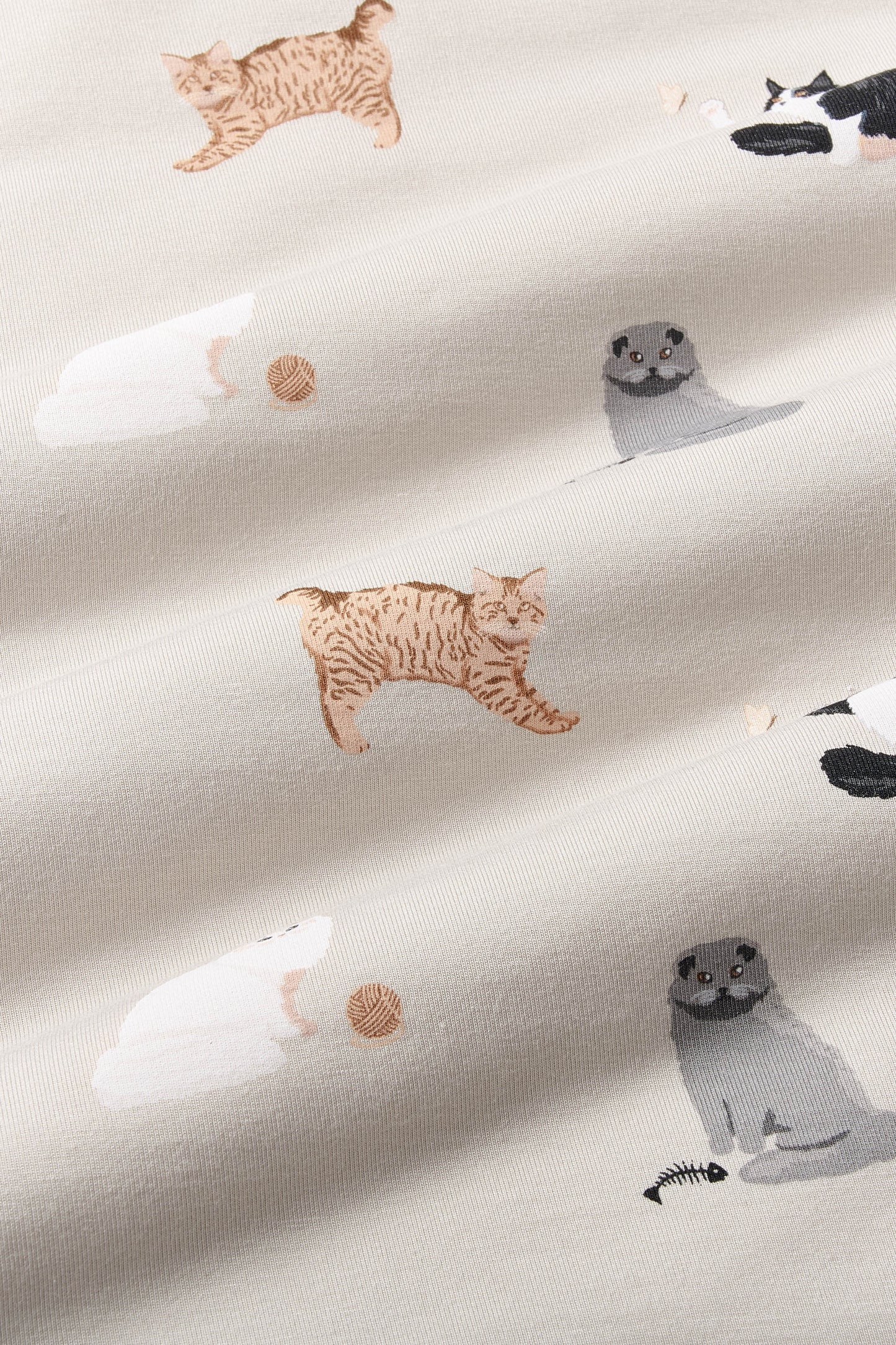 Short Sleeve Pajamas in Fluffy Cat
