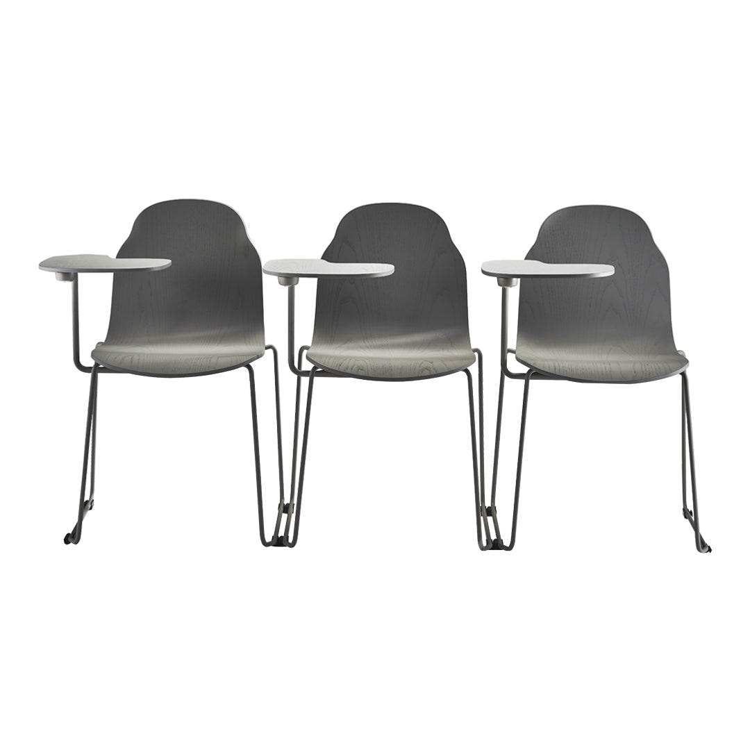 Body Side Chair w/ Writing Tablet - Sled Base - Wooden Frame