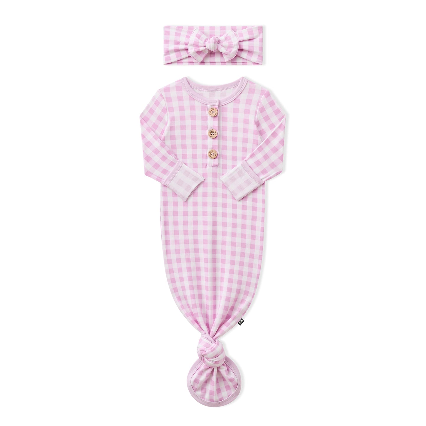 Knotted Gown with Bow Set in Gingham Thistle