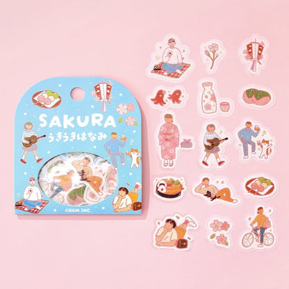 BGM Flake Sticker - Foil Stamping - Cherry Blossom - Happy Cherry Blossom Viewing - Limited Edition