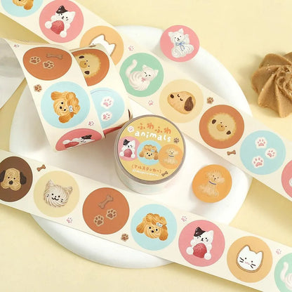 BGM Roll Sticker - Round - Fluffy Animals