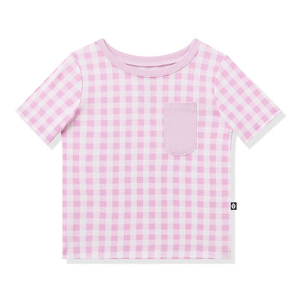 Toddler Crew Neck Tee in Gingham Thistle