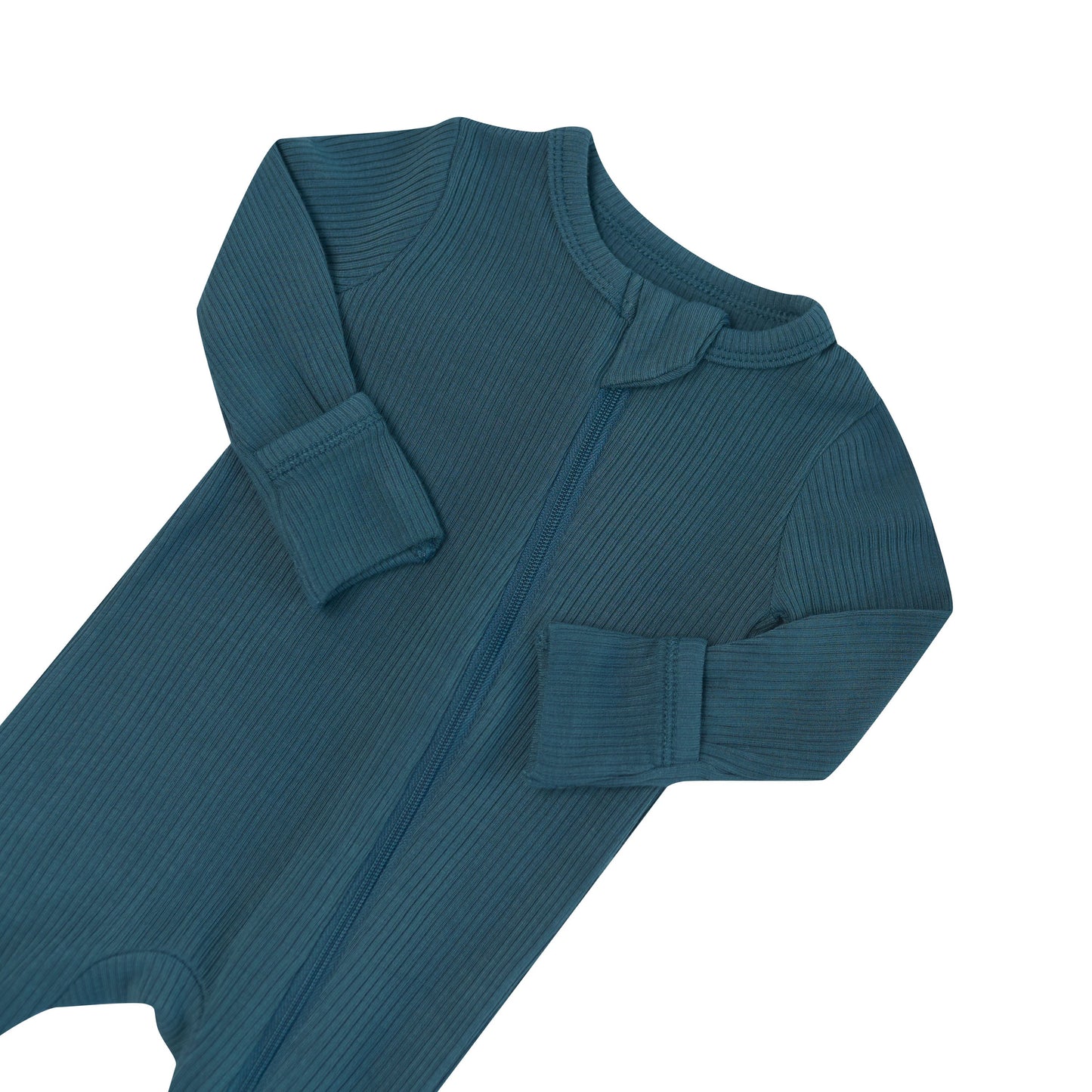 Ribbed Zipper Romper in Atlantic