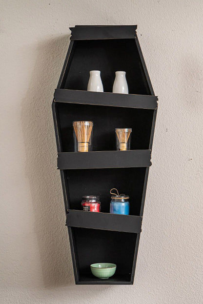 30" Distressed Haunted House Coffin Display Shelf