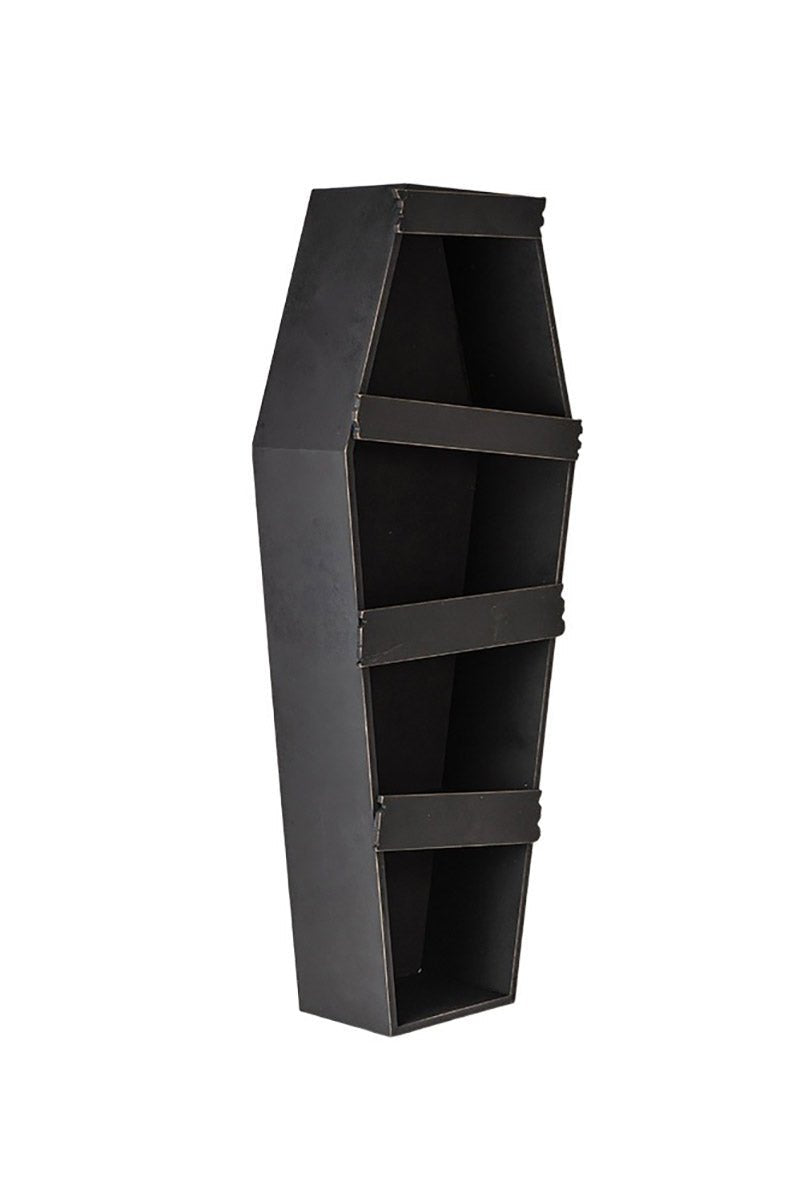 30" Distressed Haunted House Coffin Display Shelf