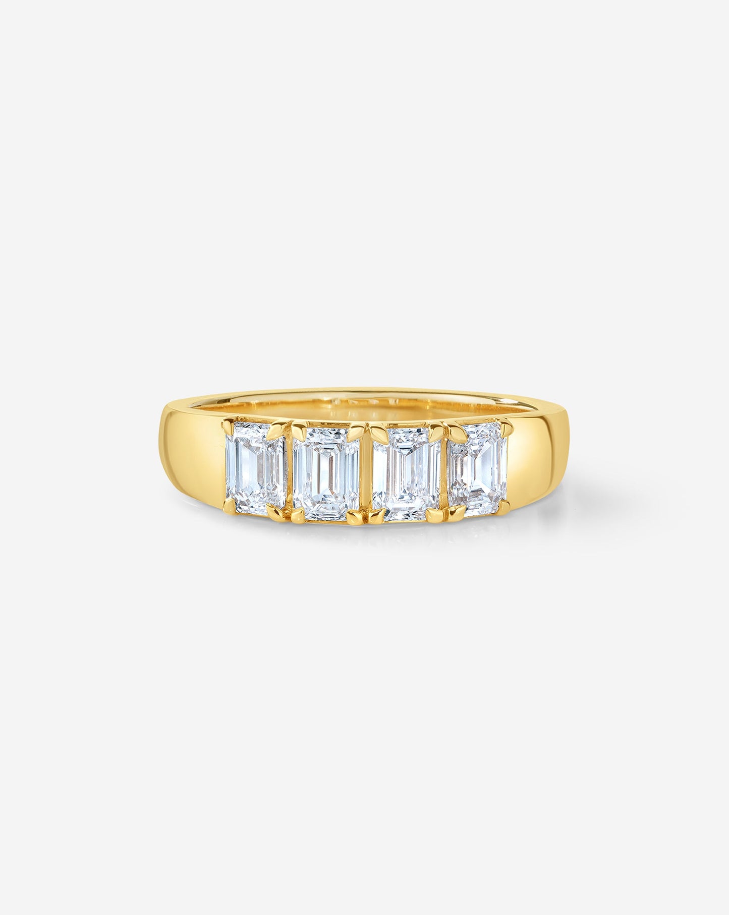 4-Stone Emerald Lab Diamond Wedding Band