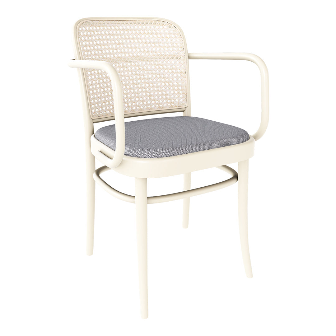 Armchair 811 - Cane Back & Seat Upholstered - Beech Pigment Frame