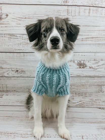 Pet Cable Knit Sweater - Light Blue