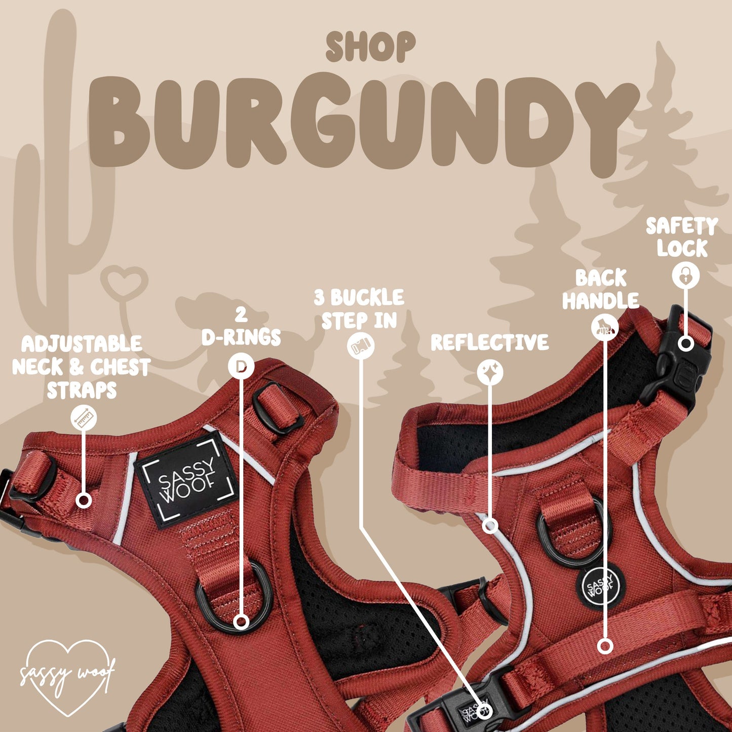 Dog Four Piece Bundle - Burgundy