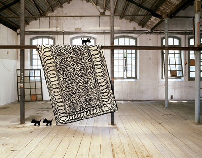 Black on White Rug