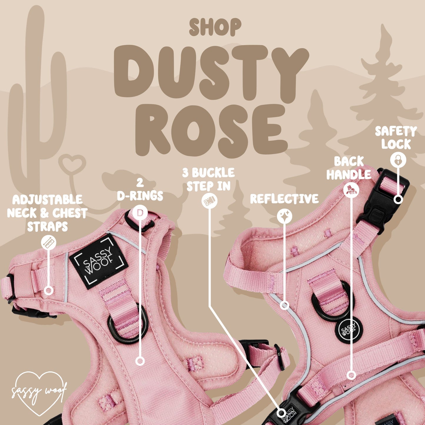 Dog Four Piece Bundle - Dusty Rose