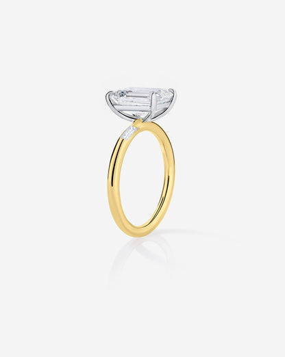 3.56 Emerald Lab Diamond in Cloud Inlay Baguette