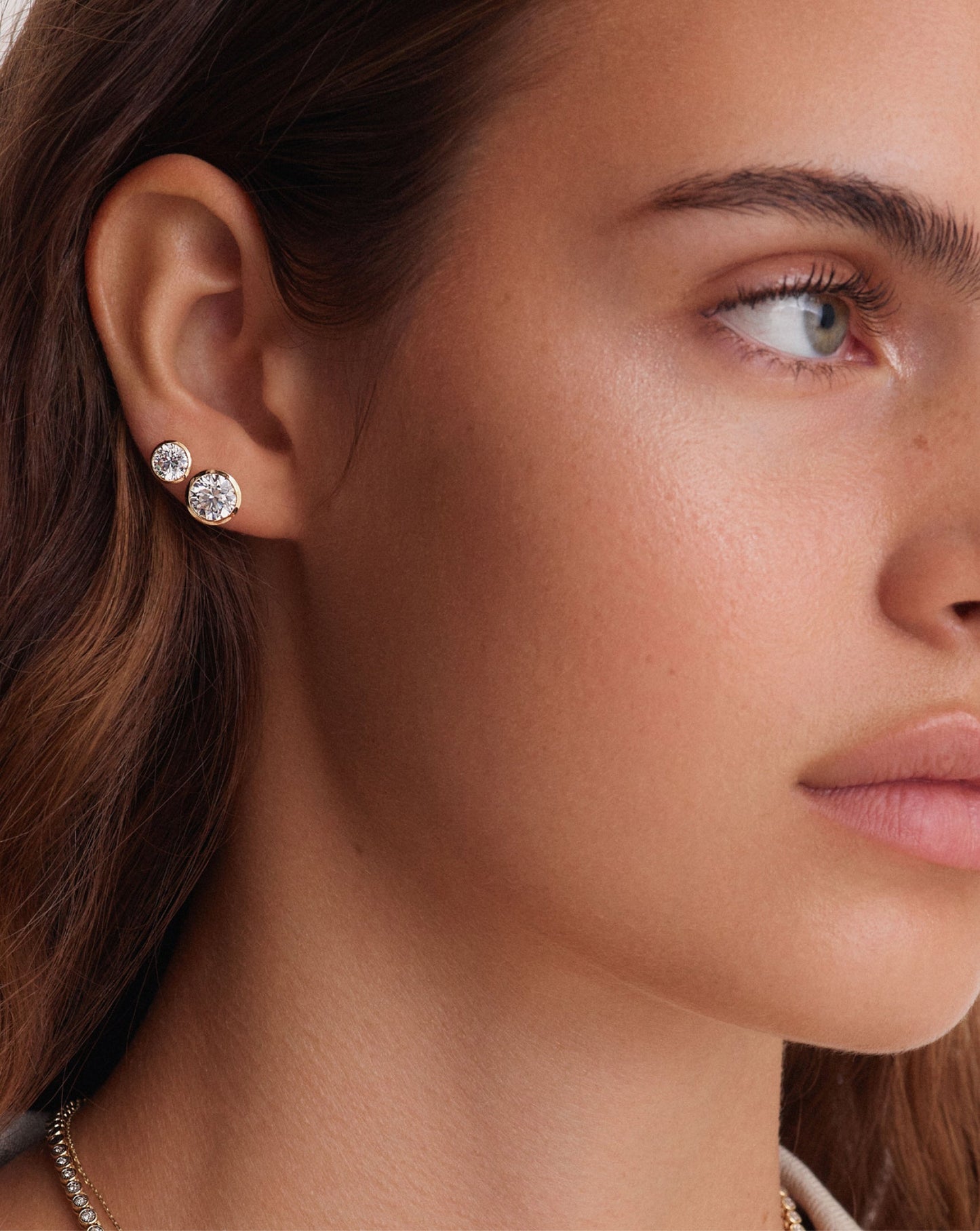 Bezel Round Lab Diamond Studs