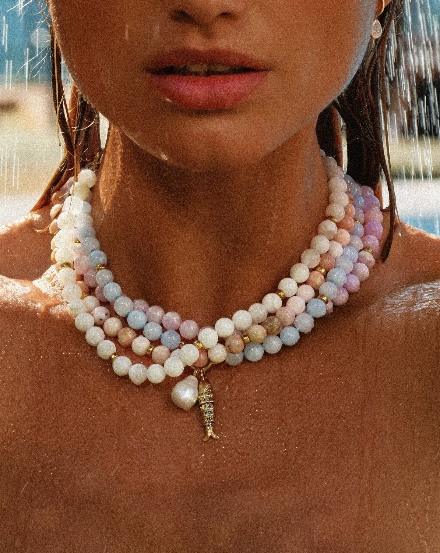 Aquamarine Bead Necklace
