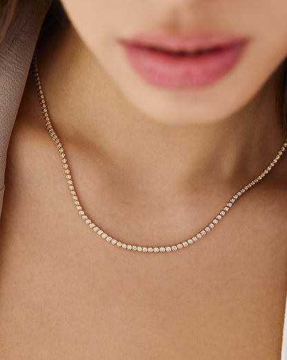 Bezel Mini Diamond Tennis Necklace