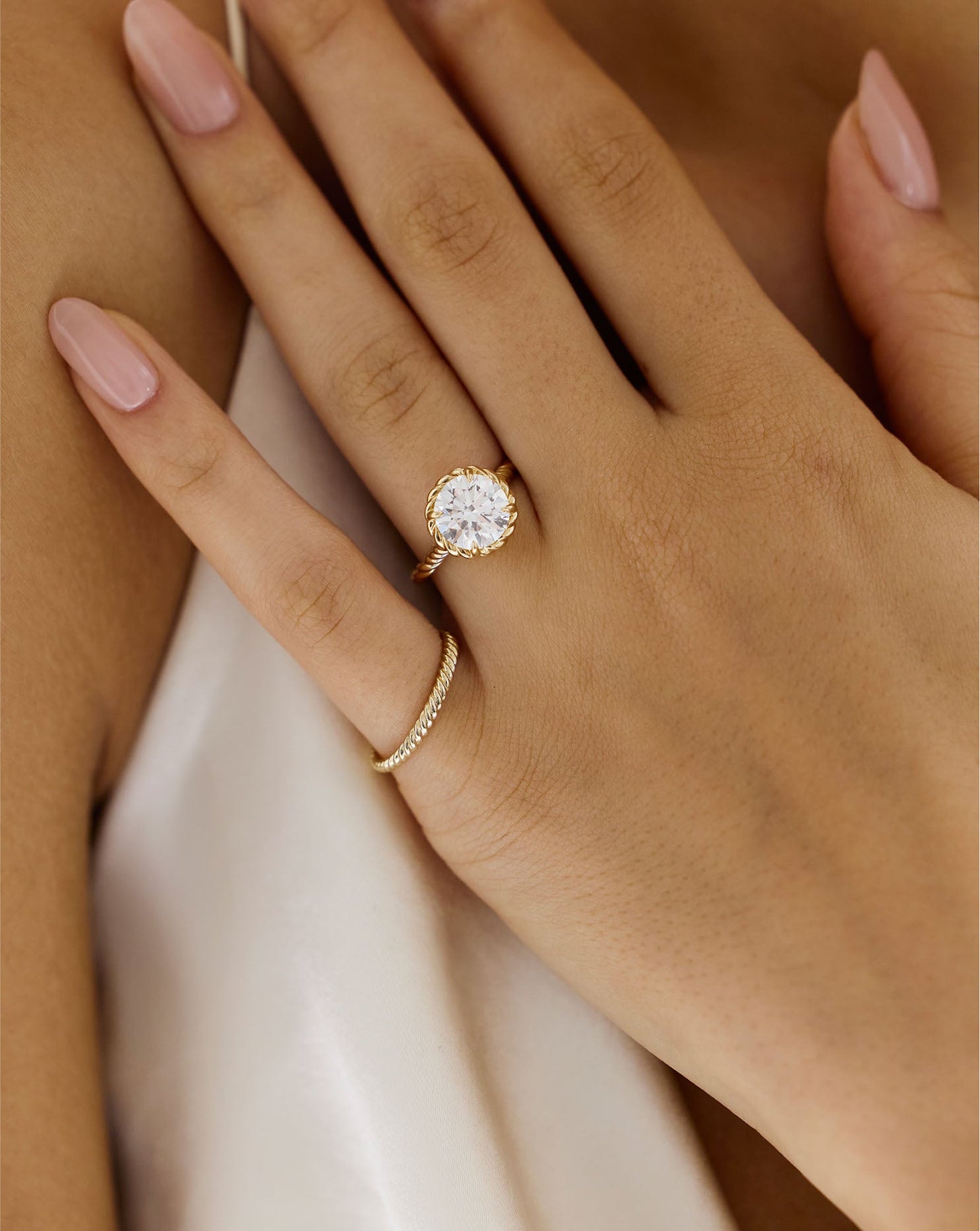 3.21 Round Lab Diamond in Twisted Wrap