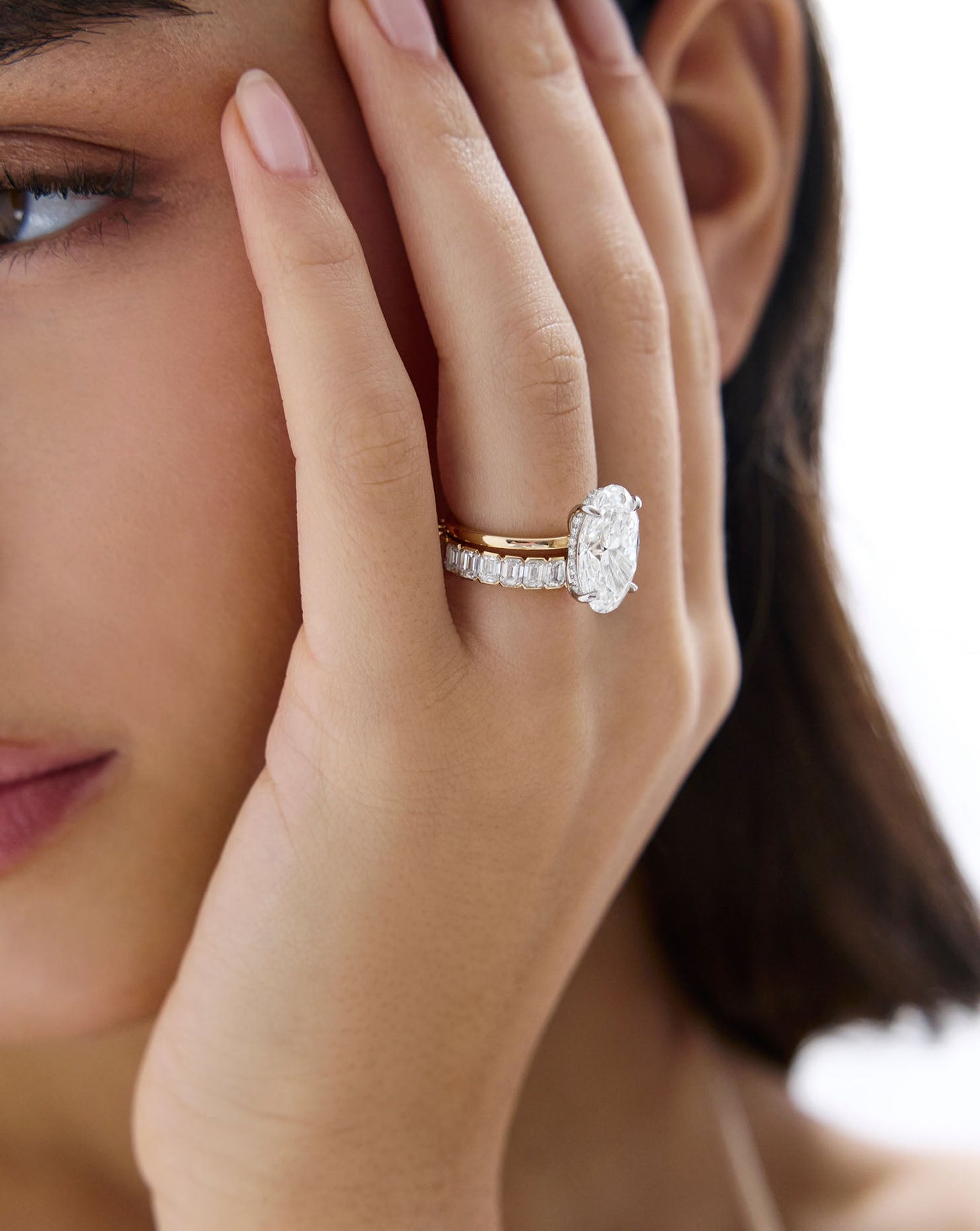3.49 Oval Lab Diamond in Whisper Thin® Hidden Halo