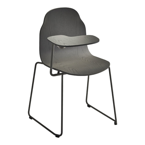 Body Side Chair w/ Writing Tablet - Sled Base - Wooden Frame