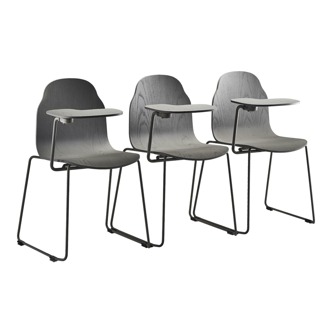 Body Side Chair w/ Writing Tablet - Sled Base - Wooden Frame
