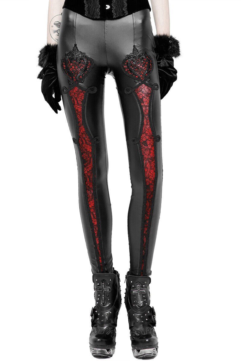 Antoinette Leather Leggings [BLACK/RED]