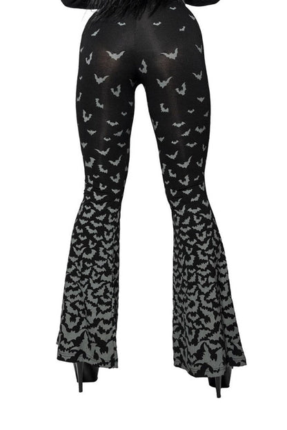 Bat Repeat Gradient Flare Leggings