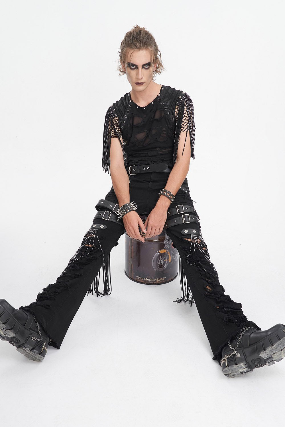 Batwing Pocket Ripped Punk Pants