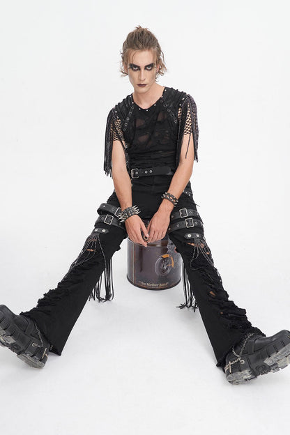 Batwing Pocket Ripped Punk Pants