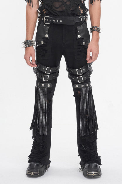 Batwing Pocket Ripped Punk Pants