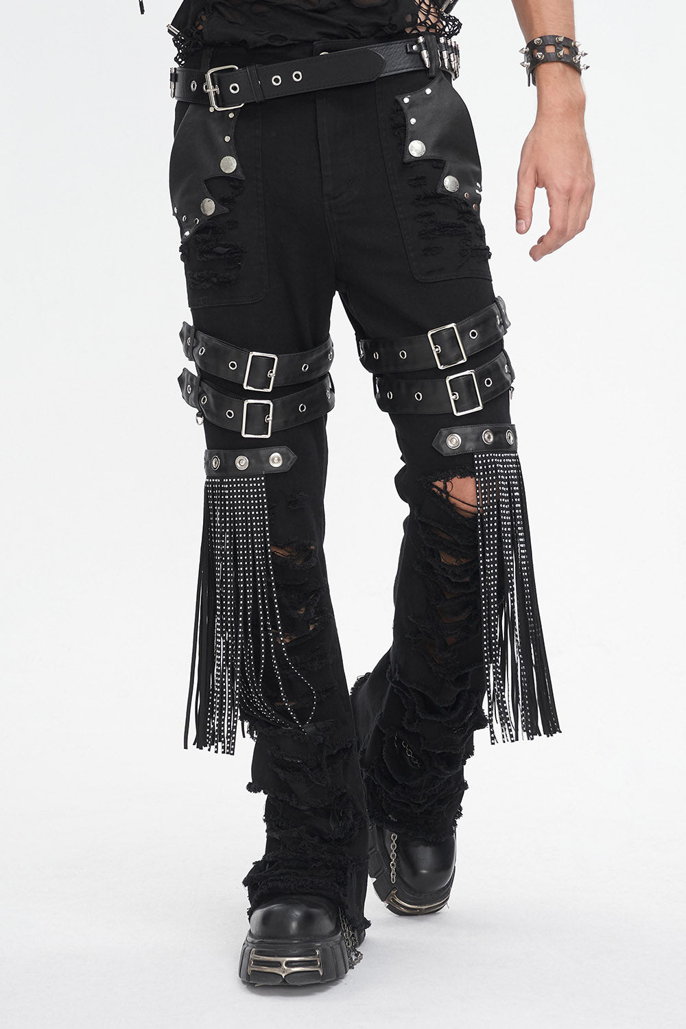 Batwing Pocket Ripped Punk Pants