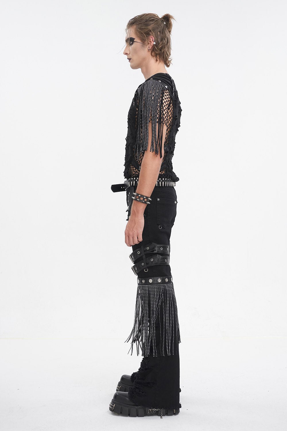 Batwing Pocket Ripped Punk Pants