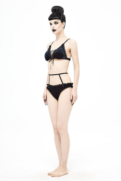 Beach Goth Velvet Bikini Set