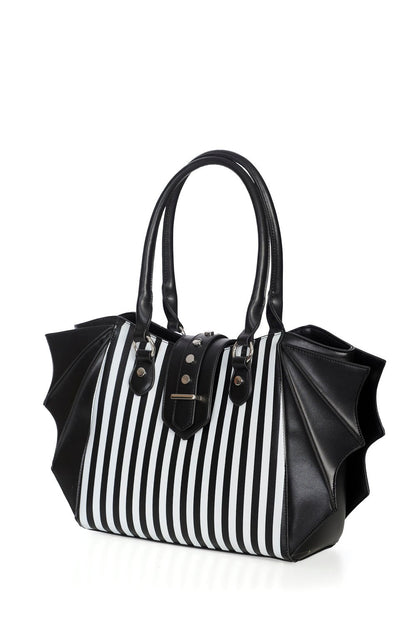 Beetle Striped Batwing Handbag [Black/White]