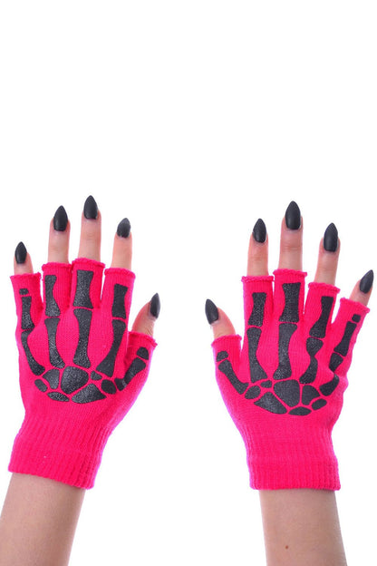 BGS Fingerless Skeleton Gloves [PINK]