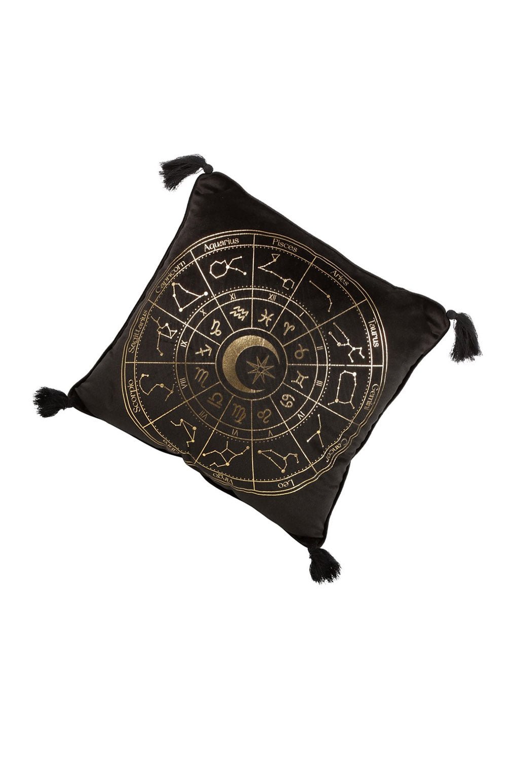 Black Astrology Wheel Cushion