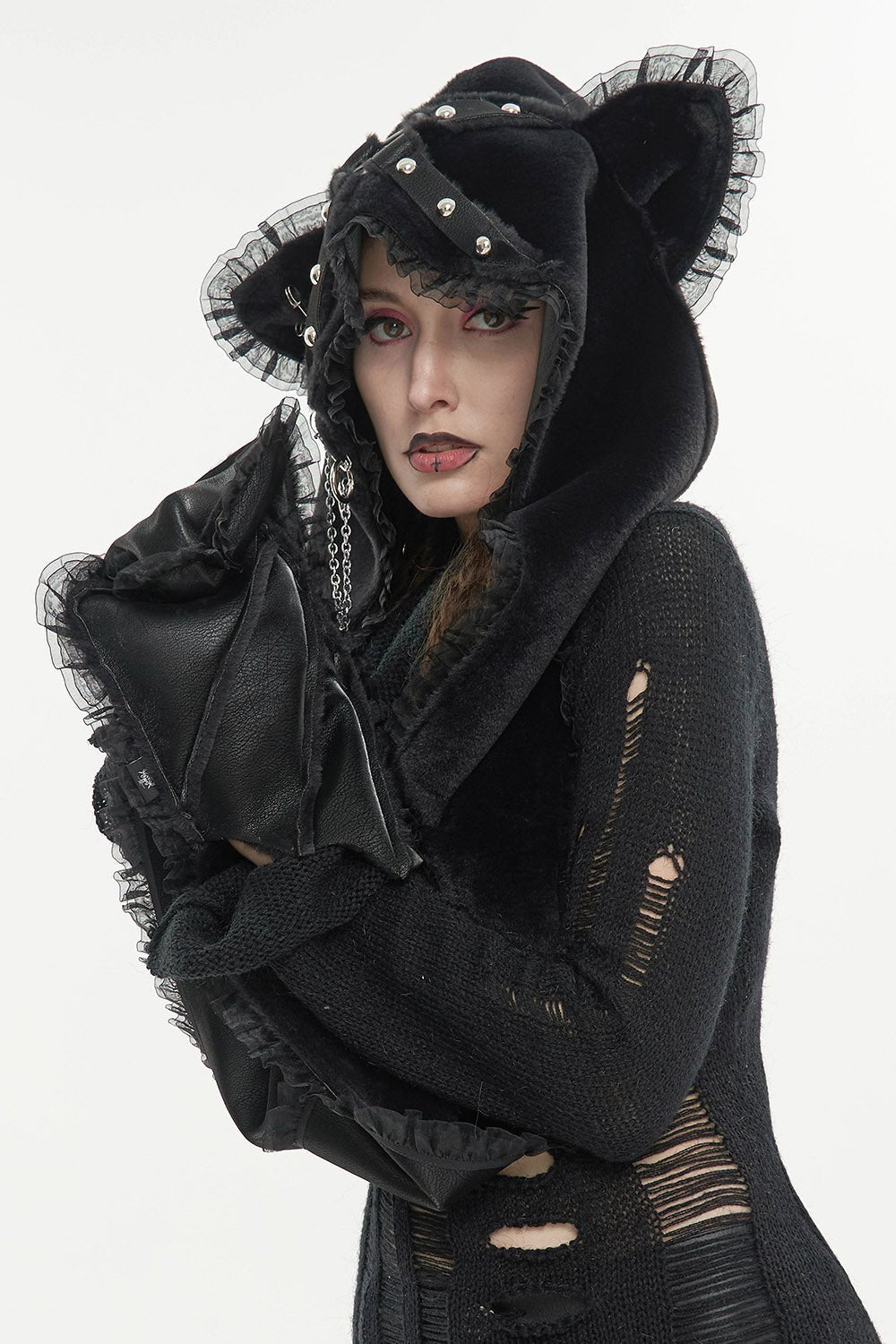 Black Bat Ears Hat [Batwing Pockets]
