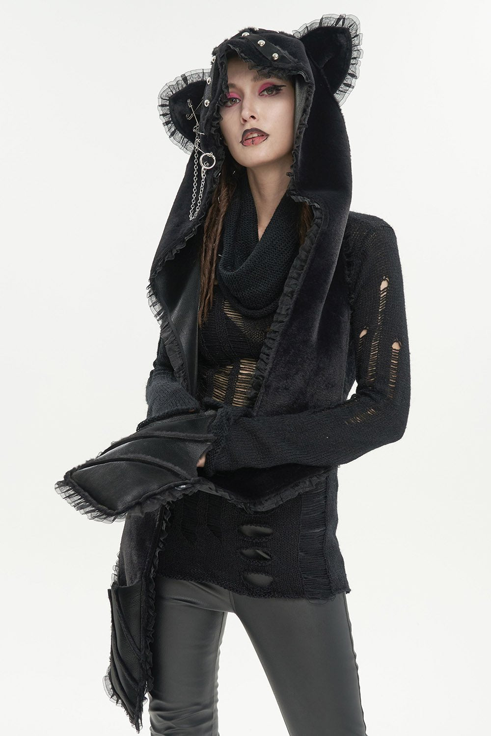 Black Bat Ears Hat [Batwing Pockets]