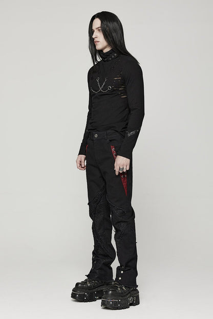 Black Lord Lace-Up Pants [BLACK/RED]