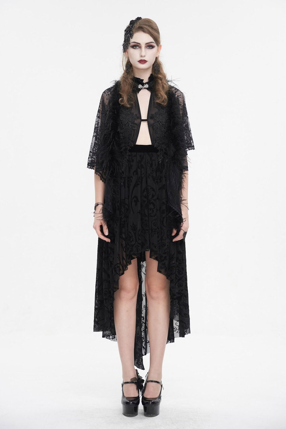 Black Vampress Lace Capelet