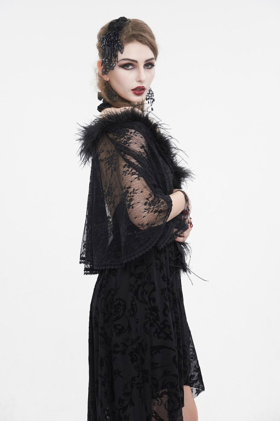 Black Vampress Lace Capelet