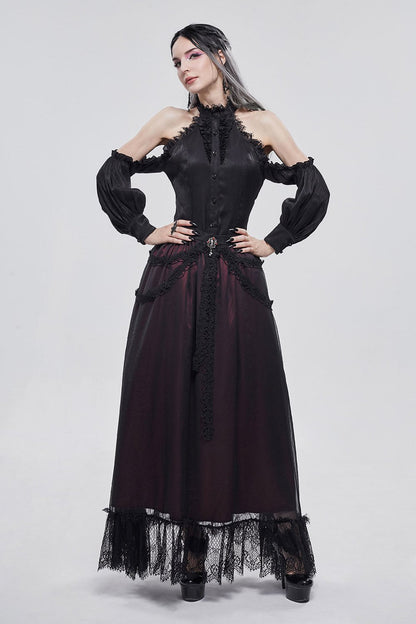 Blooddrop Layered Lace Maxi Skirt