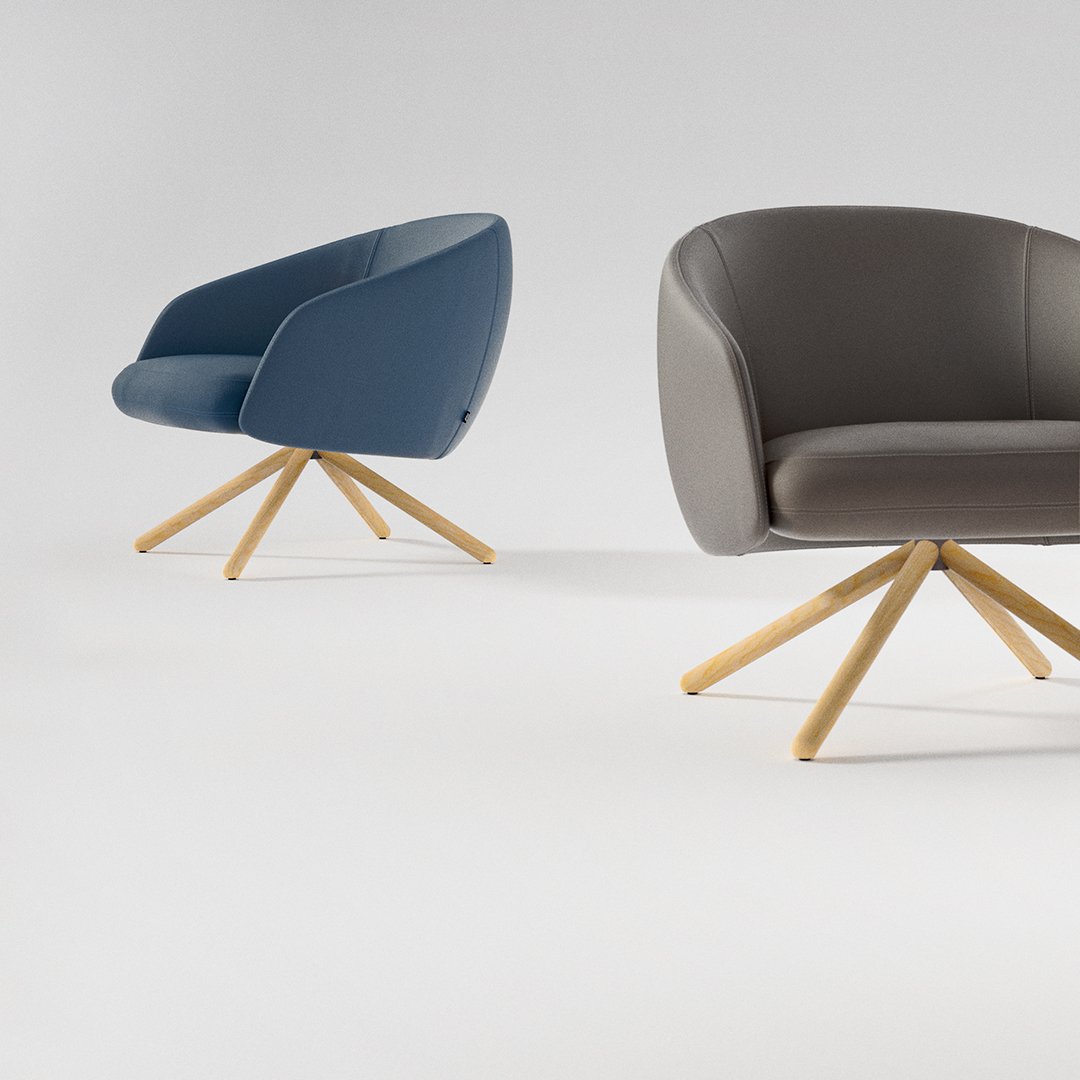 Bonny Lounge Chair - Swivel Wood Base