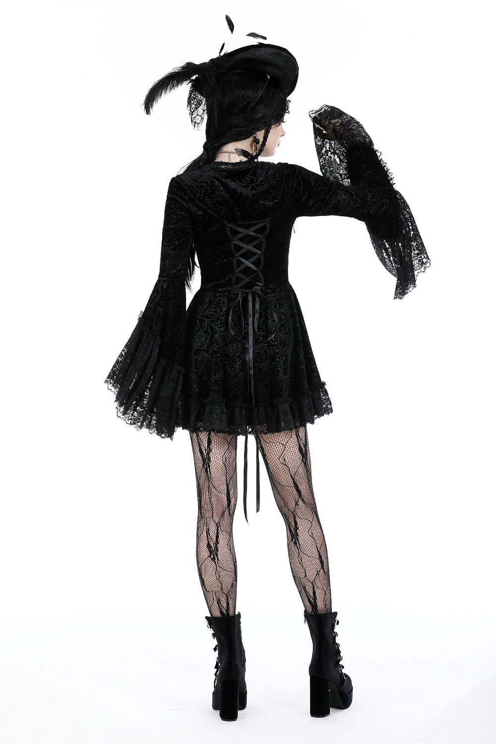 Coquette Flocked Vampire Velvet Dress
