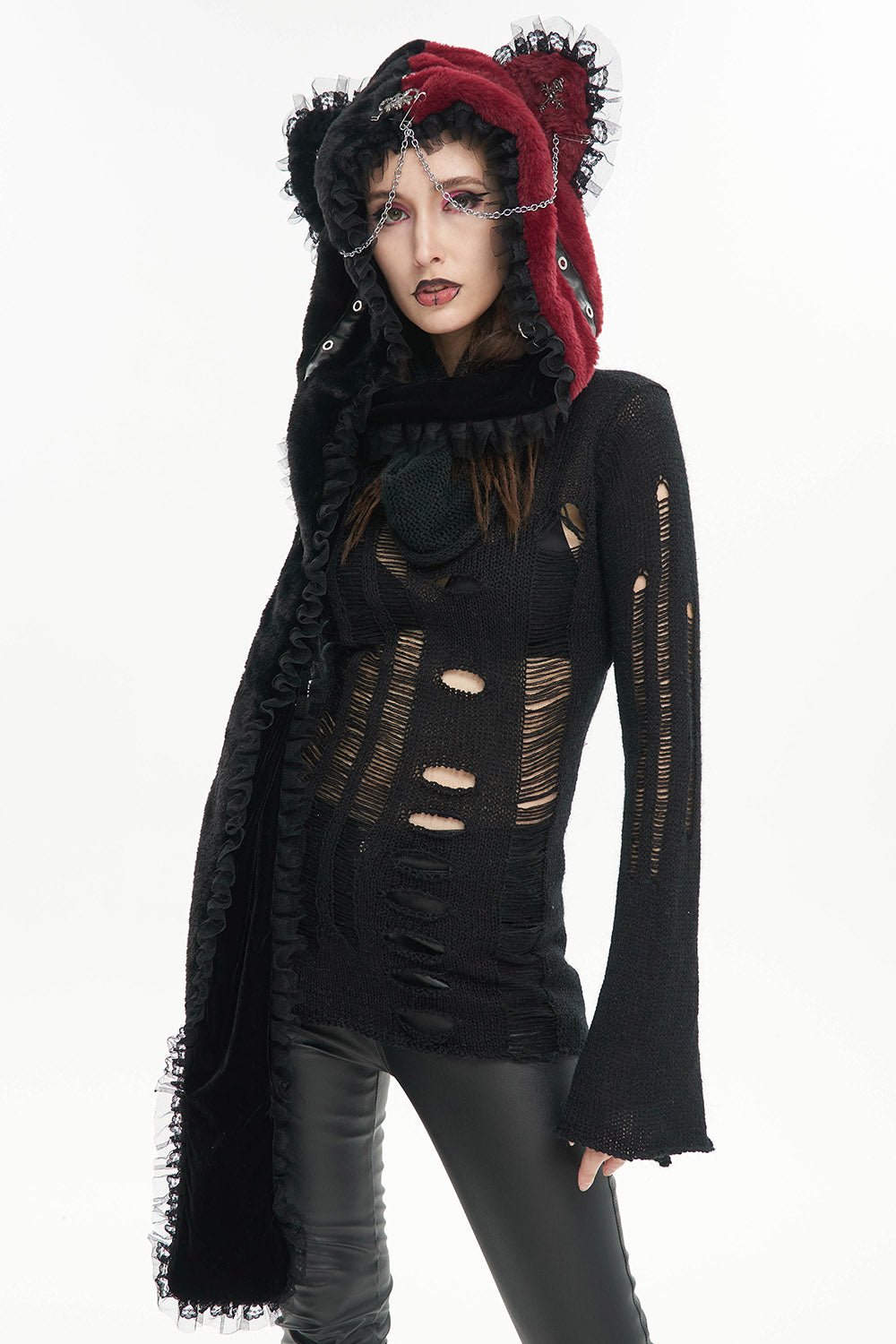 Creepy Cuddles Bear Ear Hat [RED/BLACK]