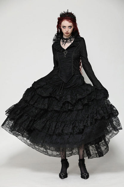 Calypso Gothic Tiered Lace Skirt