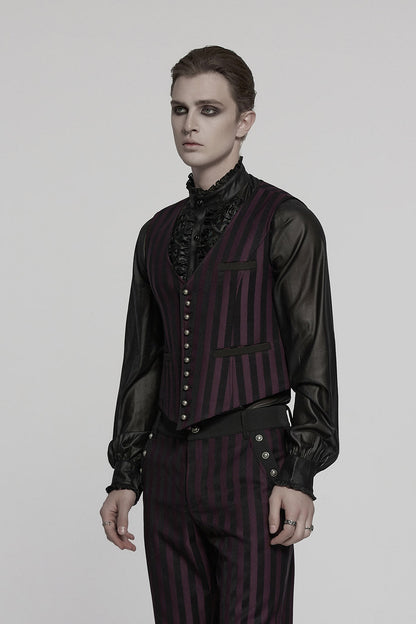 Crimson Manor Striped Waistcoat [Black/Red]