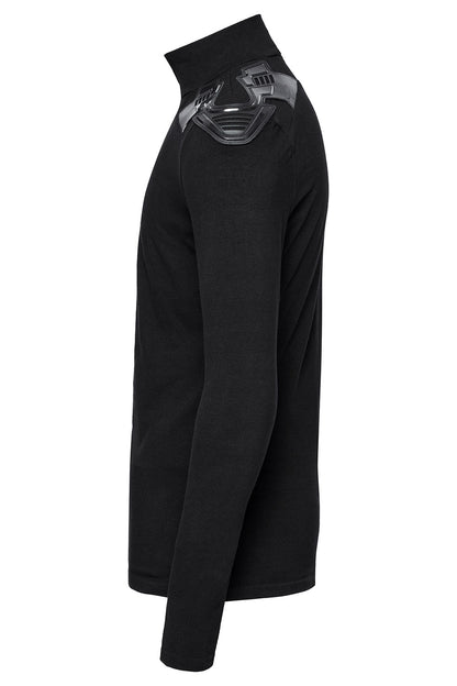 Black Armor Moto Turtleneck Top