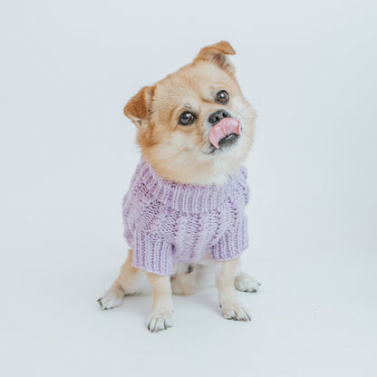 Pet Cable Knit Sweater - Lavender