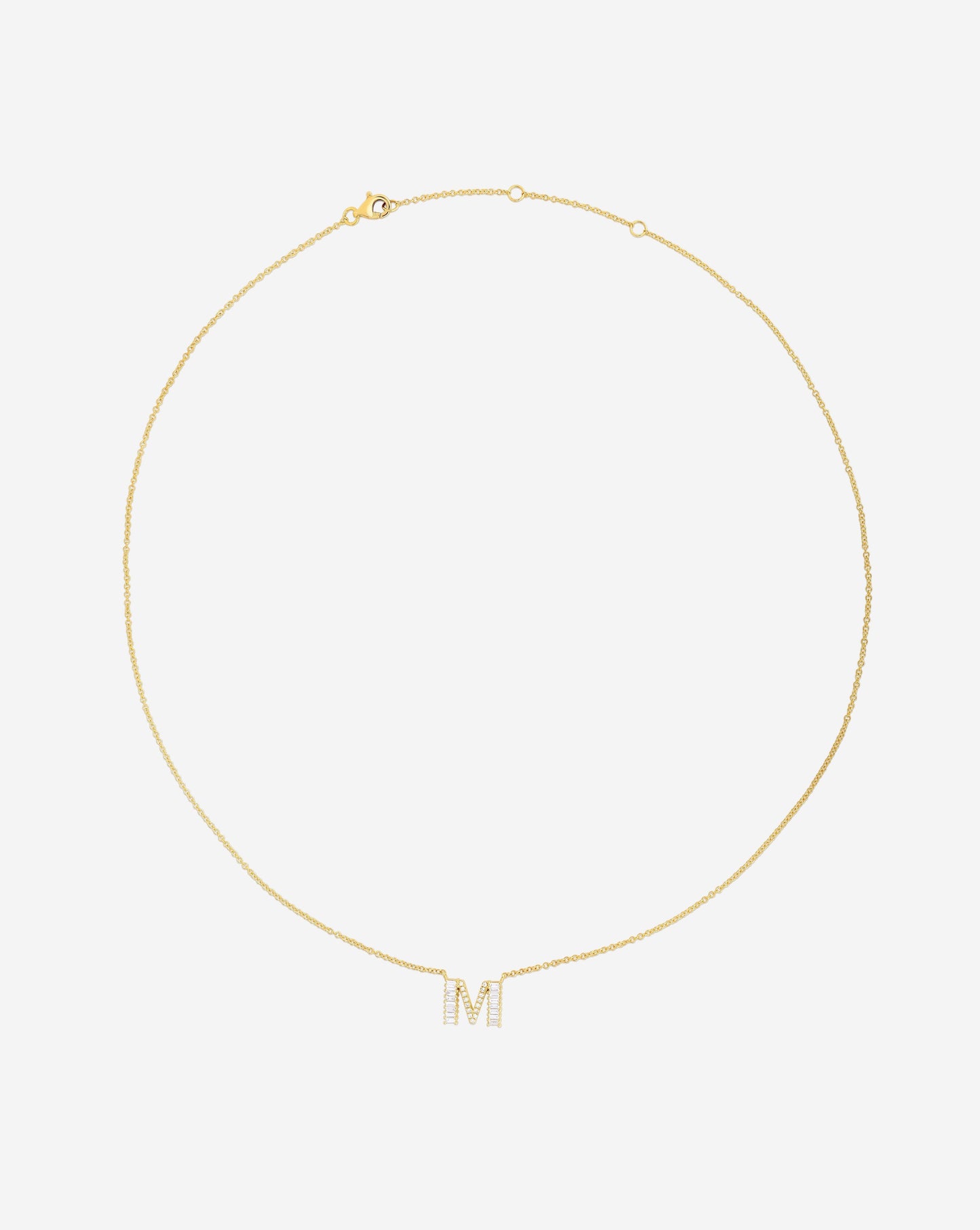 Baguette + Pavé Initial Necklace