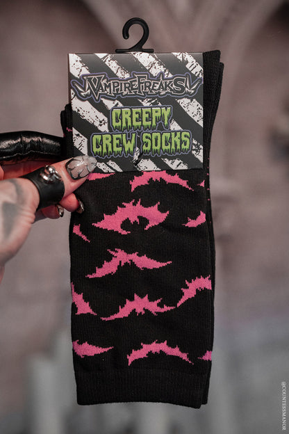 Creepy Crew Socks [Pink Bats]