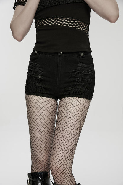 Boneash Shredded Shorts with Thigh Bag